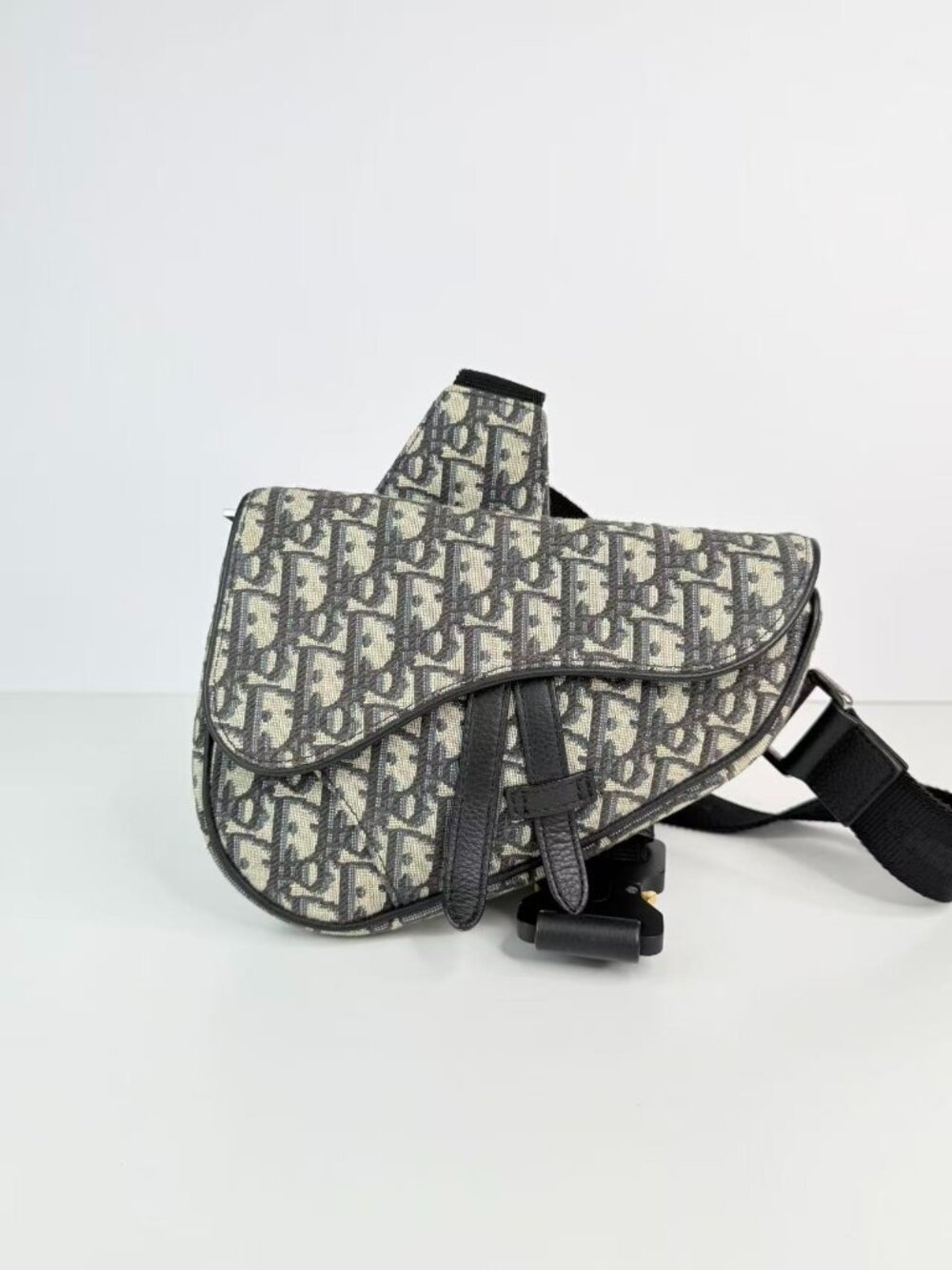 Christian Dior Saddle Blue Oblique Jacquard Canvas Shoulder Crossbody Bag